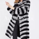 Bi-color long real fur warm winter coat for women