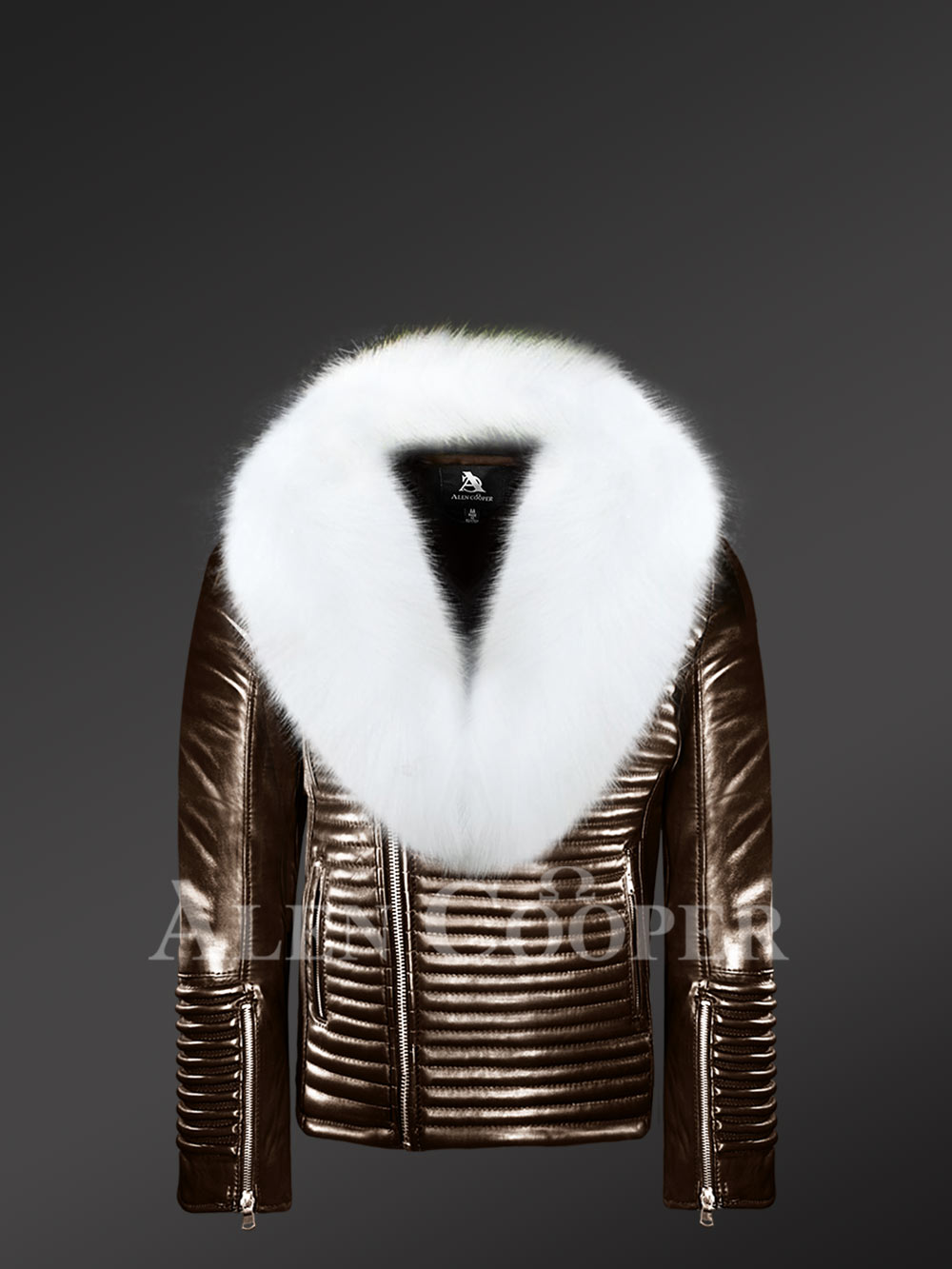white fox fur collar