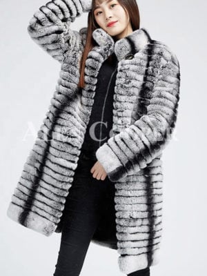 Highly fashionable and luxury long warm winter real fur coat for womens
