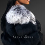 Iconic real fox fur bi-color warm winter outerwear for women new side view