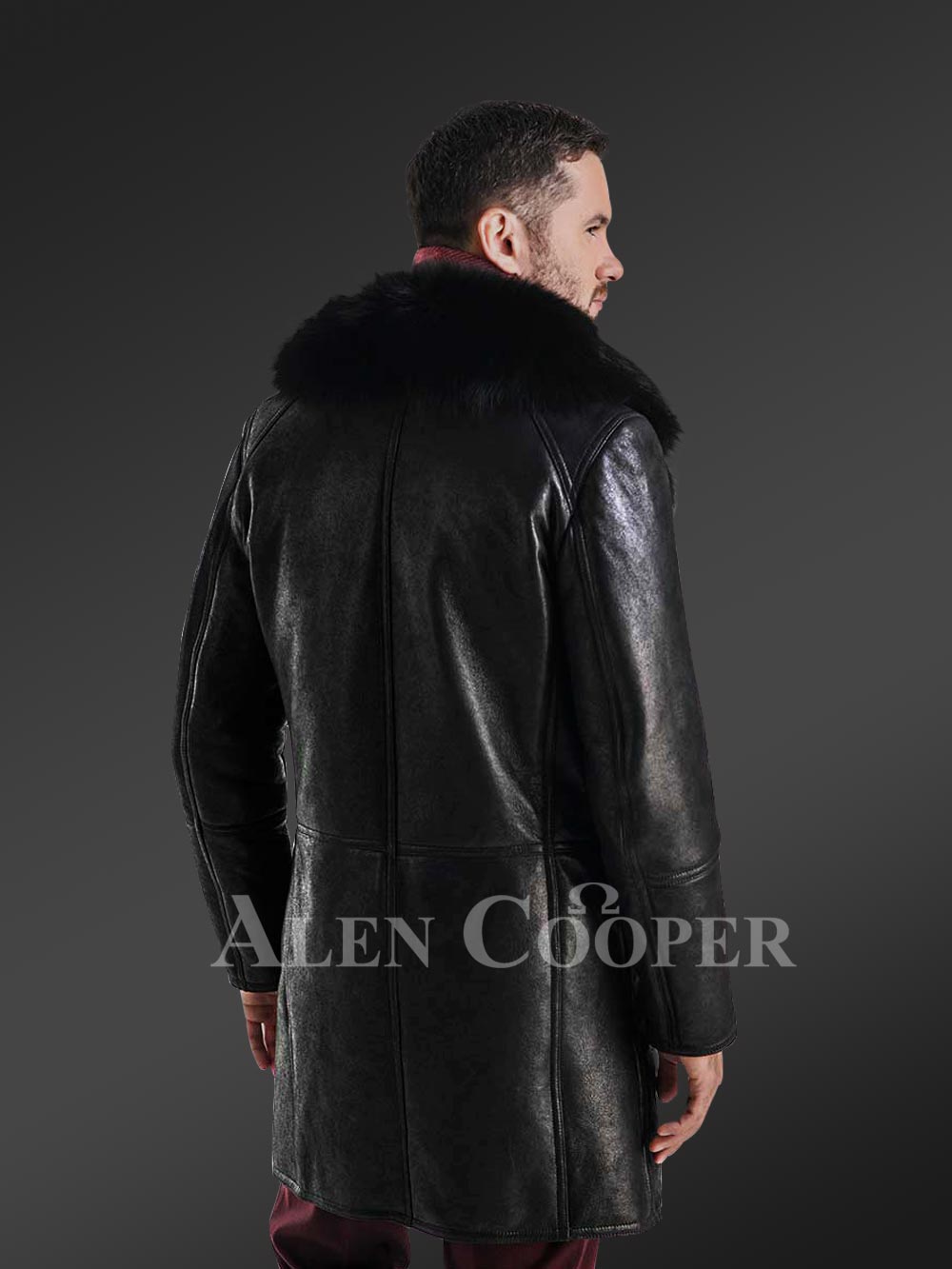 long leather jacket with fur