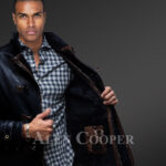 Men’s iconic incredibly warm and stylish mid-length shearling winter coat new side views