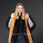 Mid-length straight real fox fur warm winter coat for women new