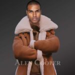 New Men’s vintage cow boy style double face shearling winter coat