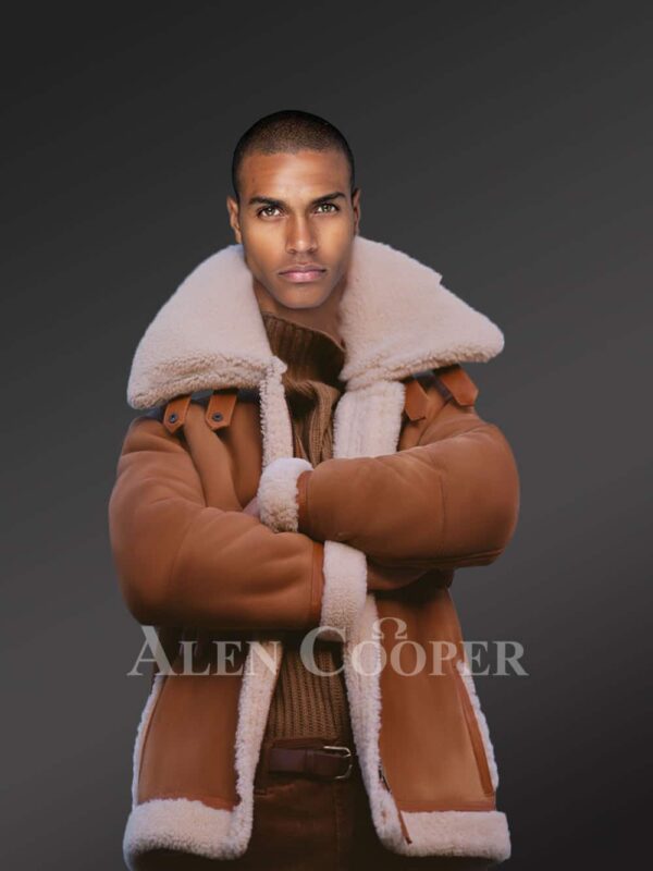 New Men’s vintage cow boy style double face shearling winter coat