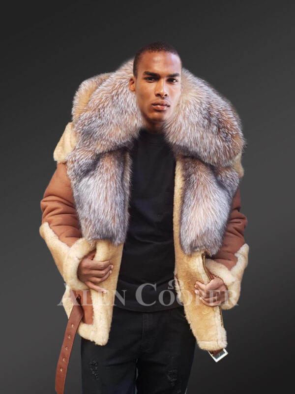 New Men’s super stylish double face real fur hooded winter coat views