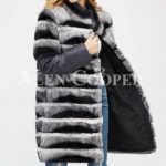 Poly ester shell long real fur warm winter coat for women side views
