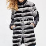 Poly ester shell long real fur warm winter coat for women's
