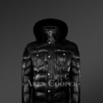 Real Leather Puffy Jacket With Detachable Fur Hood new
