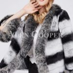 Super stylish bi-color real fur warm winter coat for women