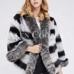 Super stylish bi-color real fur warm winter coat for women new