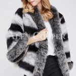 Super stylish bi-color real fur warm winter coat for women side