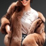 Super warm mid-length real fox fur winter coat for women's in brown new view