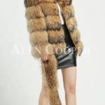 Thick real fur warm winter coat for women with detachable fur collar side view