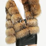 Thick real fur warm winter coat for women's with detachable fur collar