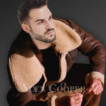 Vintage double face shearling warm winter stylish coat for mens