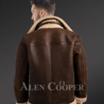 Vintage double face shearling warm winter stylish coat for mens new back side view