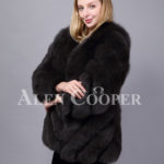 Womens luxury real fur oversized waistcoat in deep black