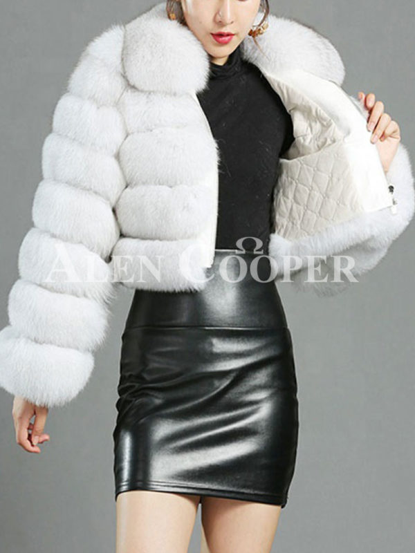 Womens short real fur warm winter luxury short coat