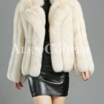 Womens super stylish and luxury real fox fur white coat