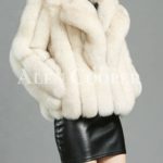 Women's super stylish and luxury real fox fur white coat side view