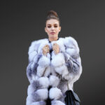 Womens super stylish iconic 6 paragraph real fox fur winter coat new