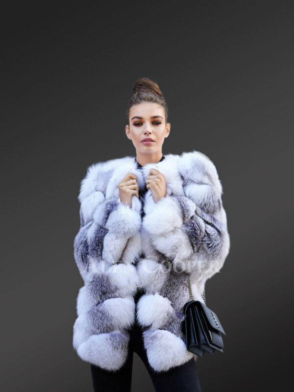Womens super stylish iconic 6 paragraph real fox fur winter coat new