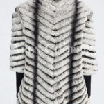 Women’s bi-color real fur luxury warm winter coat for women back side view