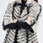 Women’s bi-color real fur luxury warm winter coat for womens