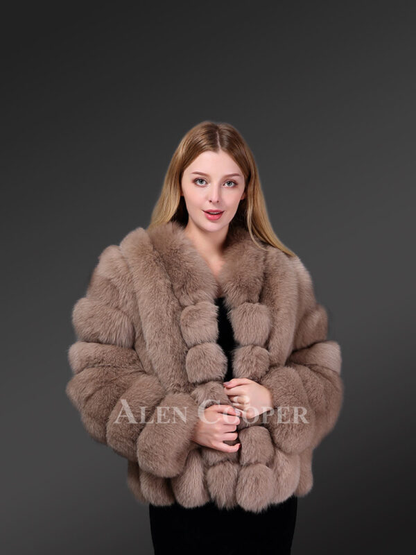 Women’s comfortable and luxury full sleeve real fox fur coat New