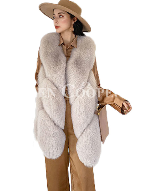 Women’s super stylish casual sleeveless real fur waistcoat