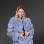 Women’s super stylish luxury real fur waistcoat in blue new