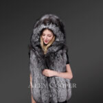 Women’s super warm classic real fox fur hooded waistcoat new view