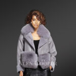 Women’s unique super warm real sheepskin-fur winter outerwear in grey new