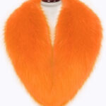 Bright orange detachable real fox fur collar with incredible warmth