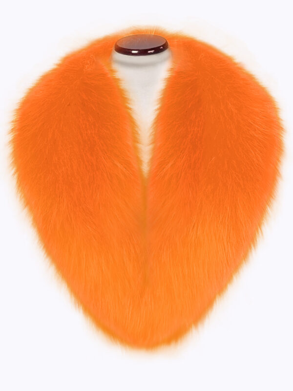 Bright orange detachable real fox fur collar with incredible warmth