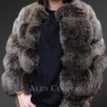 Classic real fox fur super warm paragraph winter coat for women in grey New