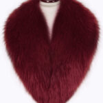 Detachable real warm real fox collar in wine