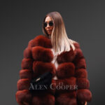 High neck soft and warm real fox fur paragraph winter coat for women new