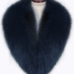Lightweight navy fox fur collar with amazing warmth