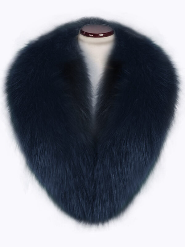 Lightweight navy fox fur collar with amazing warmth