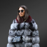 Multi color shawl shoulder real fox fur winter coat for women new