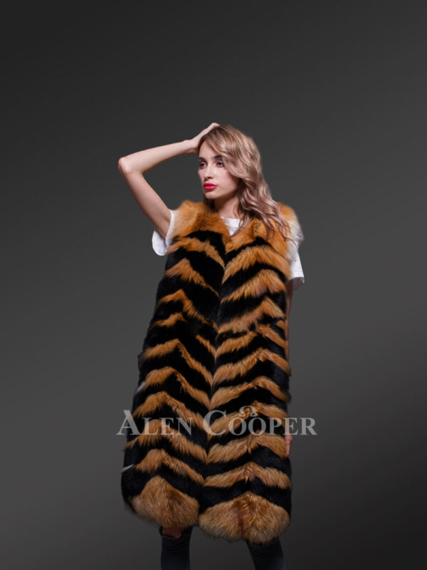 New Super stylish super warm long women’s real fox furry winter vest