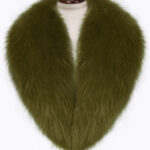 Olive and silky real fox fur collar with amazing warmth