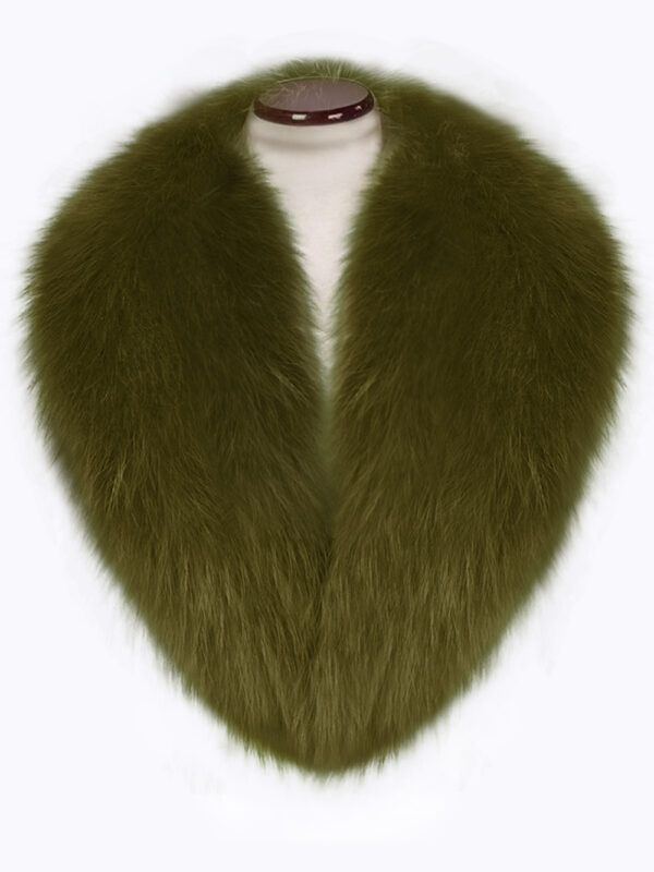 Olive and silky real fox fur collar with amazing warmth