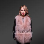 Out of the box real fox fur super warm winter pink vest for women new