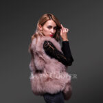 Out of the box real fox fur super warm winter pink vest for women new side view