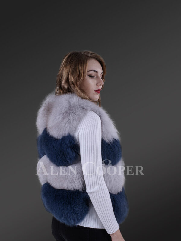 Super stylish and real warm real arctic fox fur winter vest for women New Back side view