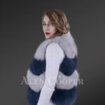 Super stylish and real warm real arctic fox fur winter vest for women New Back side view site divw