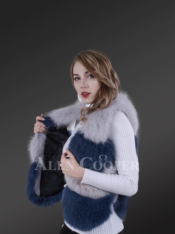 Super stylish and real warm real arctic fox fur winter vest for women New sideview